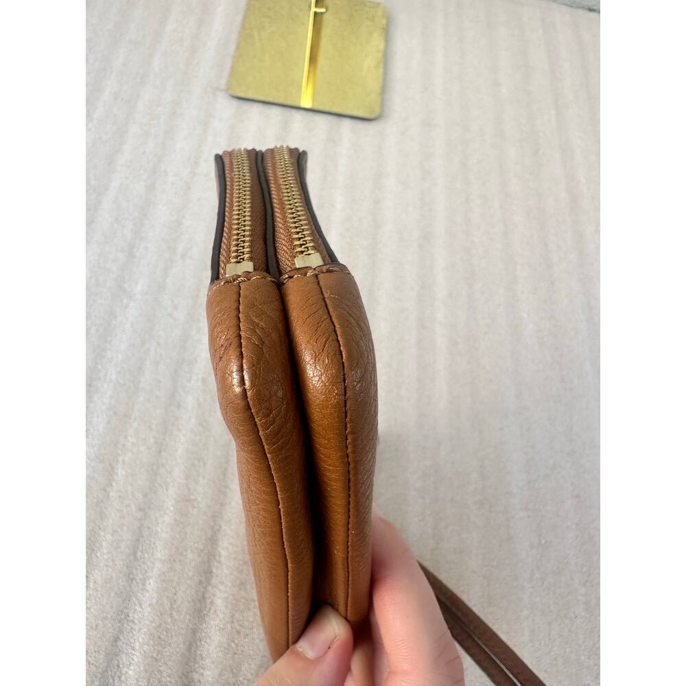Coach Double Zip Wristlet Wallet Saddle Brown Pebbled Leather Gold H1681 F54056 - Picture 4 of 11